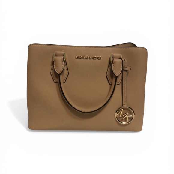 Michael Kors Tan Saffiano Leather Satchel with Gold Hardware - Picture 2 of 7